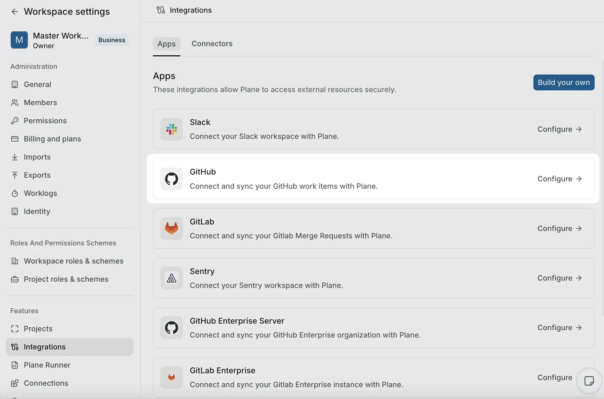 Github integration in Plane