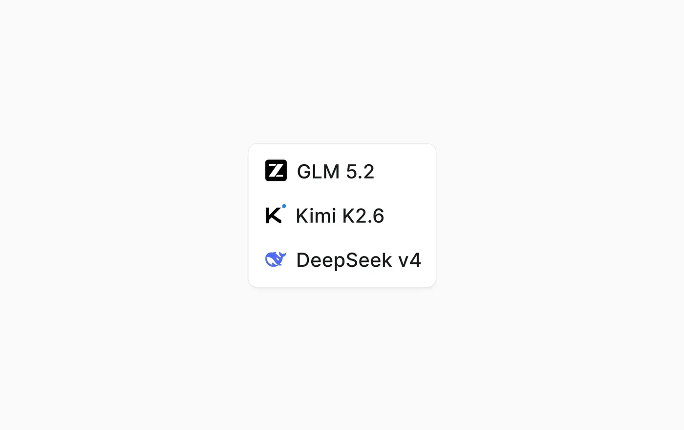 GLM 5.2, DeepSeek, Kimi