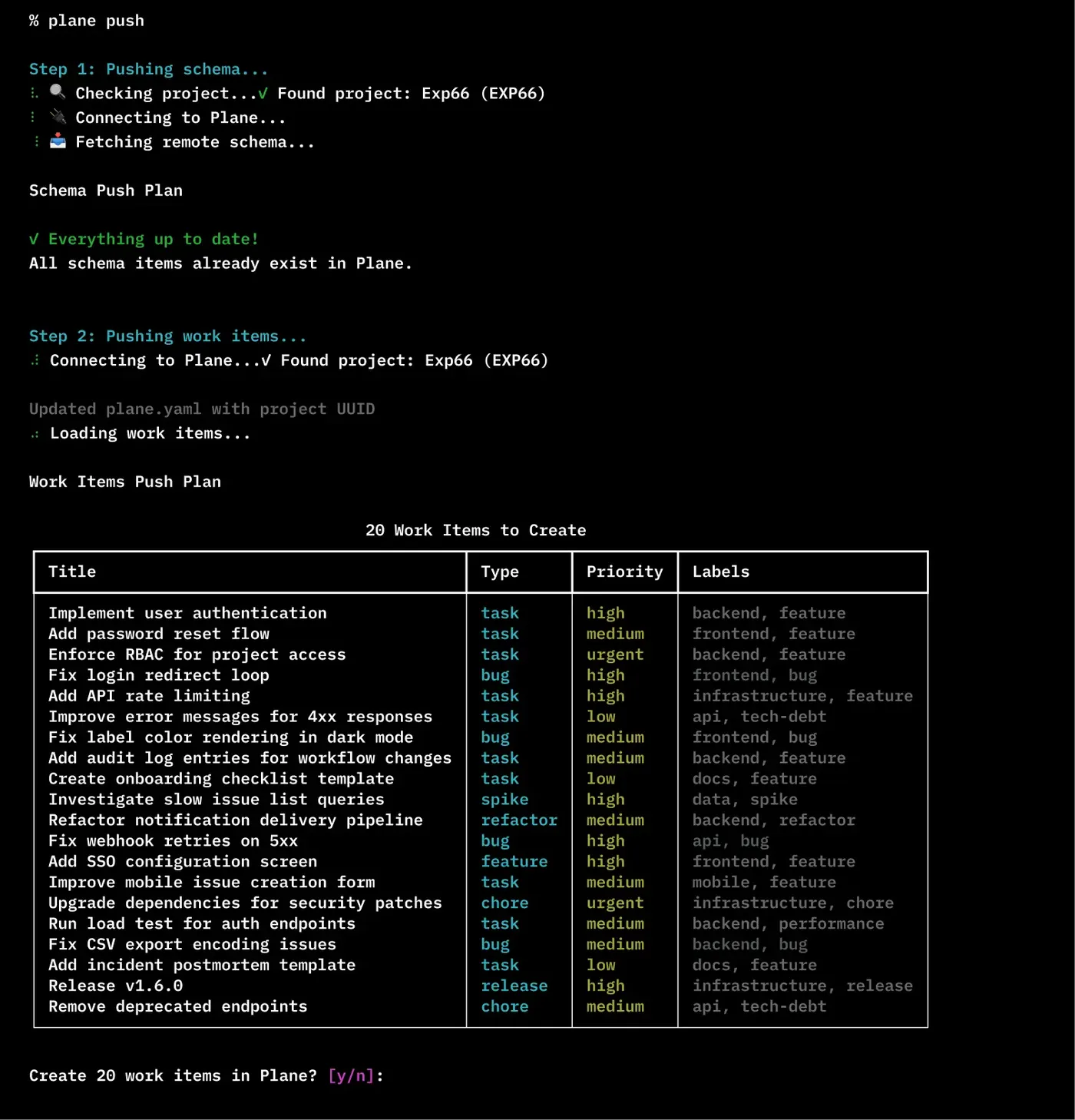 Plane Compose running in push terminal