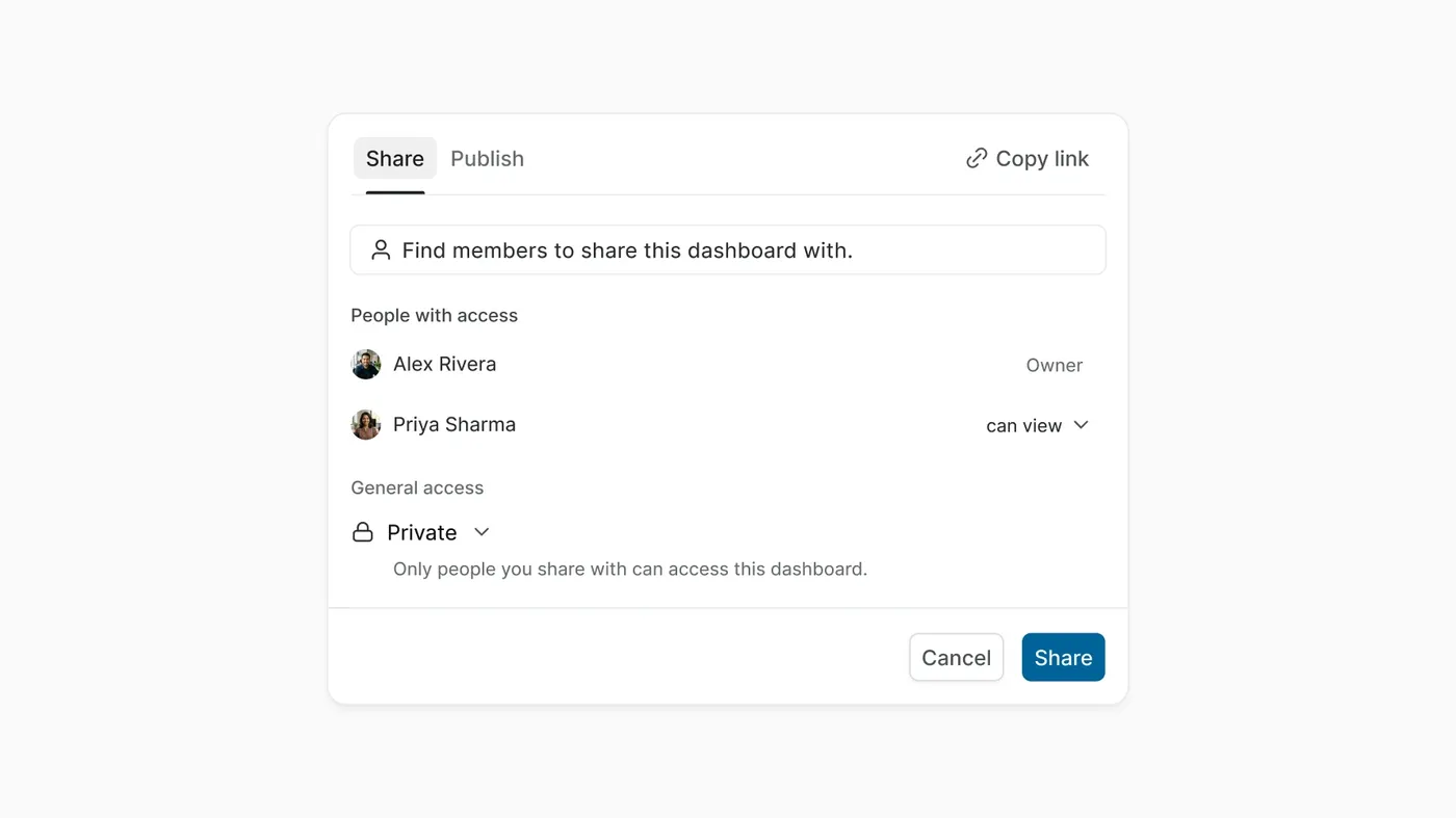 Shared dashboards cloud