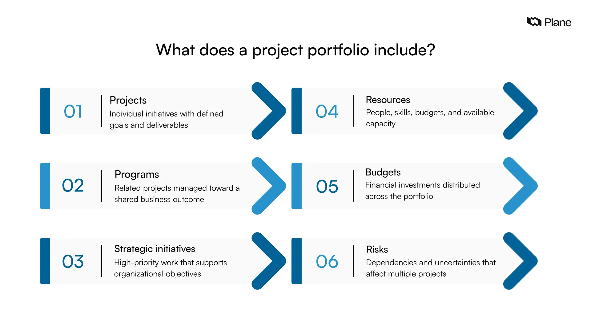Graphic showing what does a project portfolio include? 